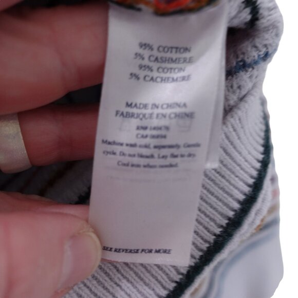 Faherty Sierra Rainbow Sweater Sz L Multicolor Striped Cotton Cashmere Blend - Picture 7 of 12
